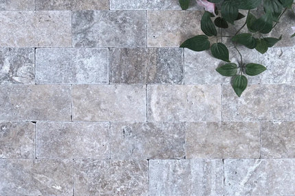 Outdoor Stone Silver Travertine Tumbled Cobblestones 100X100X30mm ∣ 200X100X30mm