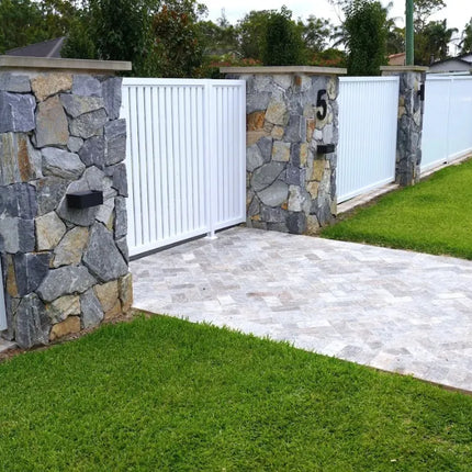 Outdoor Stone Silver Travertine Tumbled Cobblestones 100X100X30mm ∣ 200X100X30mm