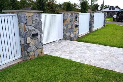 Outdoor Stone Silver Travertine Tumbled Cobblestones 100X100X30mm ∣ 200X100X30mm