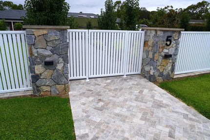Outdoor Stone Silver Travertine Tumbled Cobblestones 100X100X30mm ∣ 200X100X30mm
