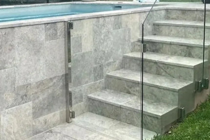 Outdoor Stone Silver Travertine Tumbled Riser 1220X170X20mm
