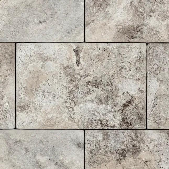 Outdoor Stone Silver Travertine Tumbled Tile 610X406X12mm
