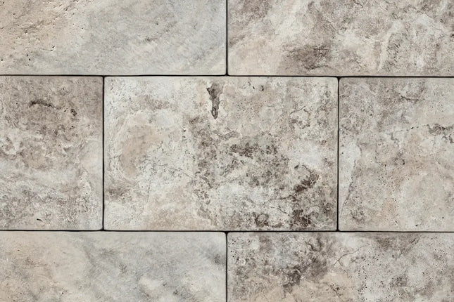 Outdoor Stone Silver Travertine Tumbled Tile 610X406X12mm