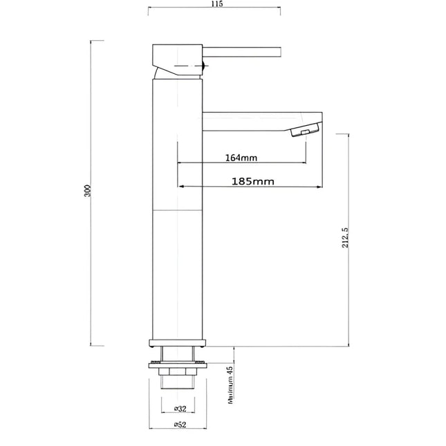 Bathroom Petra Series Tall Basin Mixer Black ,