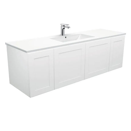 Fienza Mila Satin White 1500 Shaker Front Wall-Hung Cabinet Single Bowl