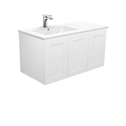 Fienza Mila Satin White 900 Shaker Front Wall-Hung Cabinet Left Drawer