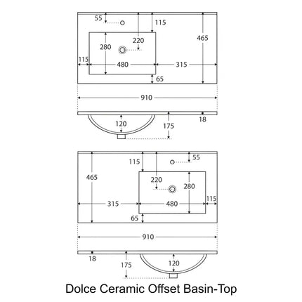 Fienza Mila Satin White 900 Shaker Front Wall-Hung Cabinet Right Drawer