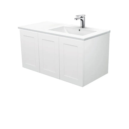 Fienza Mila Satin White 900 Shaker Front Wall-Hung Cabinet Right Drawer