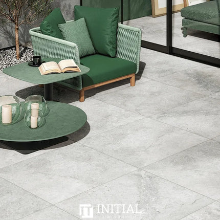 Outdoor Travertine Look Tile Light Grey 600X600X10 Matt ,