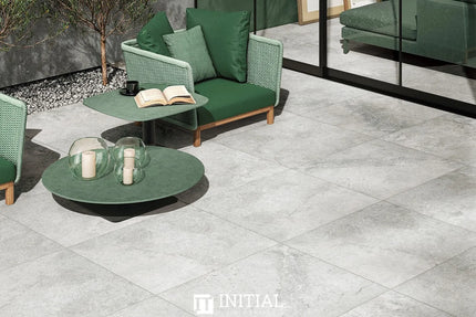 Outdoor Travertine Look Tile Light Grey 600X600X10 Matt ,