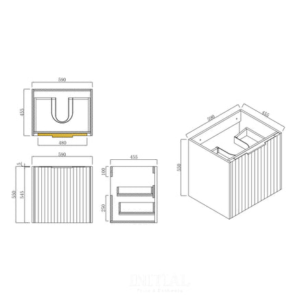 Neta White 600 Wall Hung Cabinet Single Drawer 590X460X550 ,