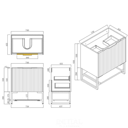 Neta White 750 Wall Hung Cabinet Single Drawer 740X460X550 ,