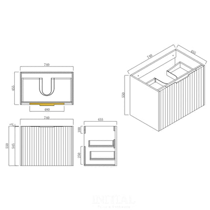 Neta White 750 Wall Hung Cabinet Single Drawer 740X460X550 ,