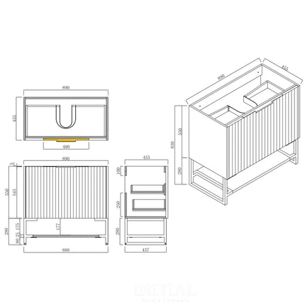 Neta White 900 Wall Hung Cabinet Single Drawer 890X460X550 ,