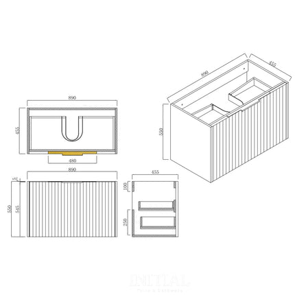 Neta White 900 Wall Hung Cabinet Single Drawer 890X460X550 ,