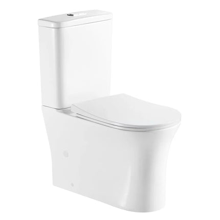 Tona Rimless Back to Wall Toilet Suite Gloss White 610X385X815