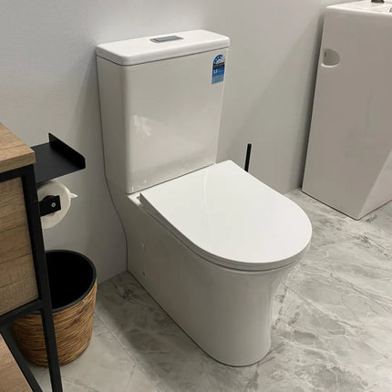 Tona Rimless Back to Wall Toilet Suite Gloss White 610X385X815