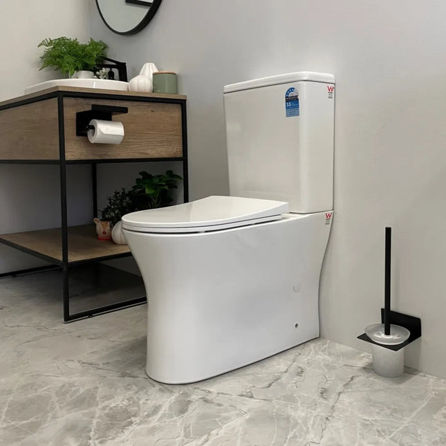 Tona Rimless Back to Wall Toilet Suite Gloss White 610X385X815