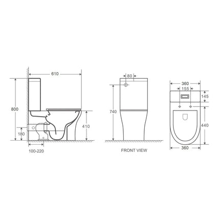 Tona Rimless Back to Wall Toilet Suite Gloss White 610X385X815