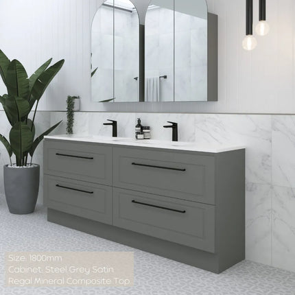 Timberline Nevada Plus Classic Vanity Floor Standing with Ceramic/Mineral Composite Top 600-1800mm