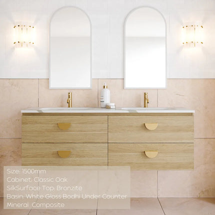 Timberline Nevada Plus Vanity Wall Hung with SilkSurface Top & Under Counter Basin 600-1800mm