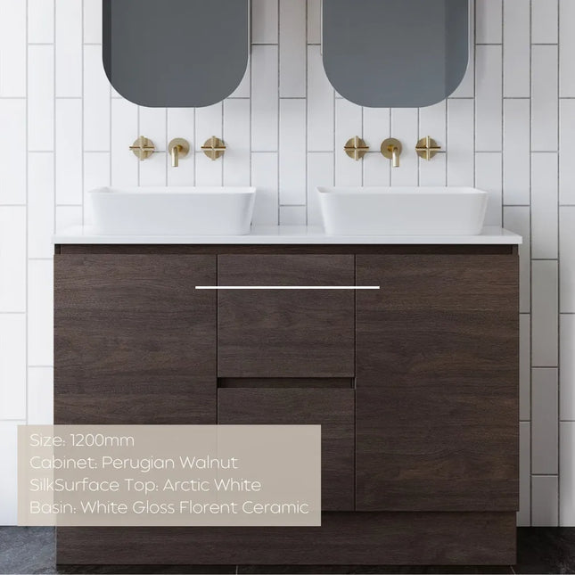 Timberline Nevada Vanity Floor Standing with SilkSurface Top & Above Counter Basin 600-1800mm