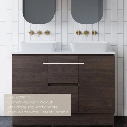 Timberline Nevada Vanity Floor Standing with SilkSurface Top & Above Counter Basin 600-1800mm