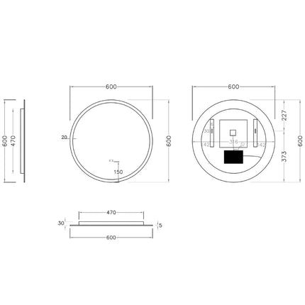 Diana Round LED Backlit Mirror With Acrylic Strip