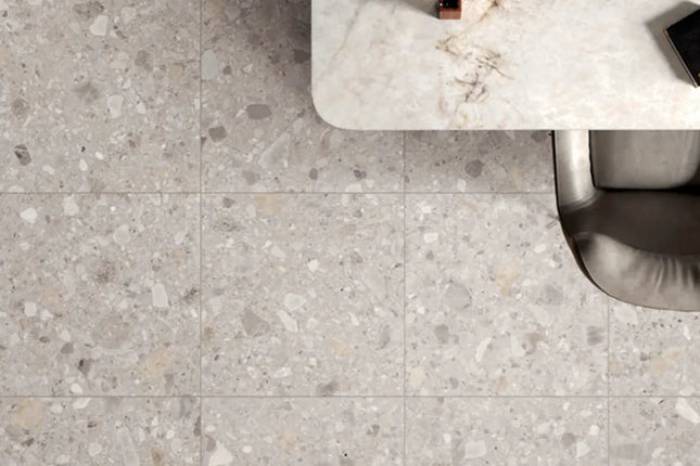 In/Out Terrazzo Look Tile Tassie Cream Porcelain 600X600