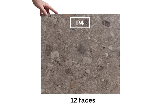 In/Out Terrazzo Look Tile Tassie Dark Grey Porcelain 600X600
