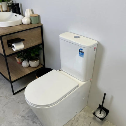 Fedora Rimless Back to Wall Toilet Suite Gloss White 670X360X850