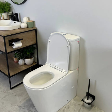 Fedora Rimless Back to Wall Toilet Suite Gloss White 670X360X850