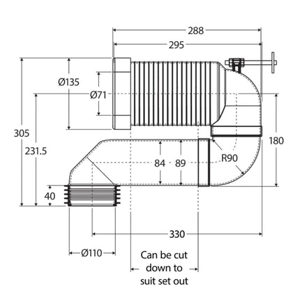 Fienza S-Trap Extended Pipe For Back to Wall Suites ,