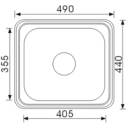 Stainless Steel Sink Single Bowl 490 X 440 X 180mm