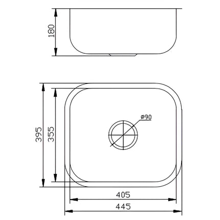 Stainless Steel Undermount Sink Singel Bowl 445 X 395 X 180mm