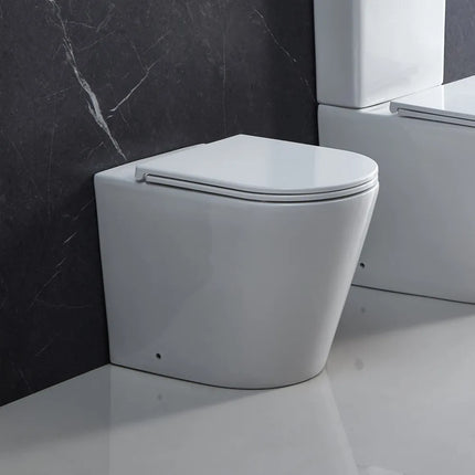 Sarah Rimless Wall Faced Floor Pan Toilet Gloss White 580X360X430