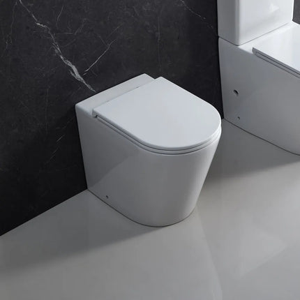 Sarah Rimless Wall Faced Floor Pan Toilet Gloss White 580X360X430