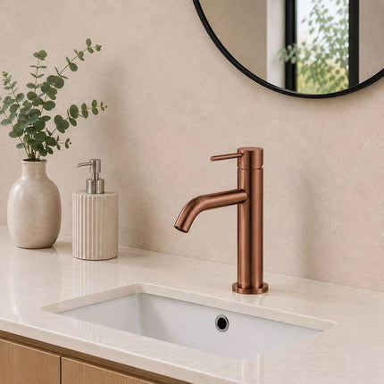 Fienza Kaya Basin Mixer Tap Brushed Copper, 3 Sizes ,