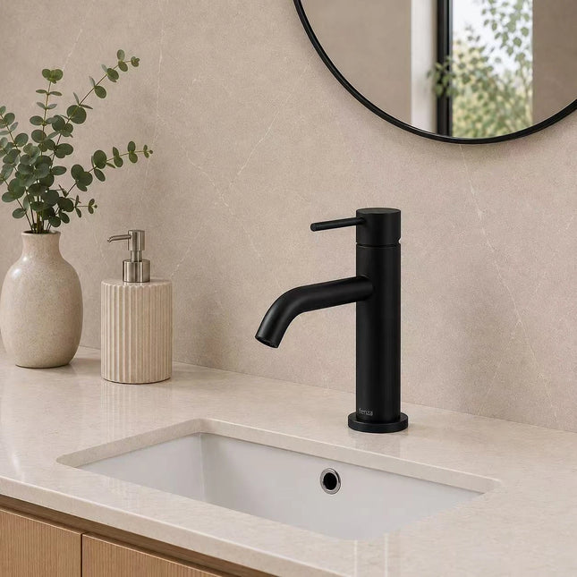 Fienza Kaya Basin Mixer Tap Matte Black, 3 Sizes ,