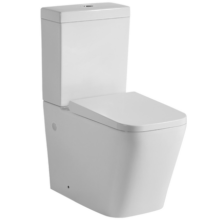 Kubic Box Rim Flush Pan Back to Wall Toilet Suite Ceramic White 665X380X840 ,