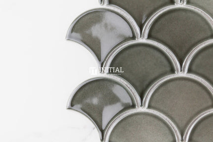 Feature Mosaic Shell Fish Scale Mosaic Gloss Charcoal 259X273 ,