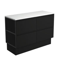 Fienza Amato Satin Black 1200 Cabinet on Kickboard, Solid Panels, Bevelled Edge , Cabinet Only Matte Black Frames