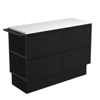 Fienza Amato Satin Black 1200 Cabinet on Kickboard, Solid Panels, Bevelled Edge , Cabinet Only 1 Frame & 1 Towel Rail