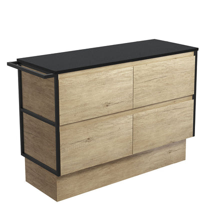 Fienza Amato Scandi Oak 1200 Cabinet on Kickboard, Solid Panels, Bevelled Edge , Cabinet Only 1 Frame & 1 Towel Rail