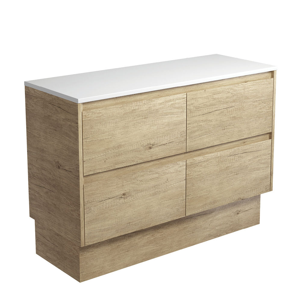 Fienza Amato Scandi Oak 1200 Cabinet on Kickboard, Solid Panels, Bevelled Edge , Cabinet Only Scandi Oak Panels
