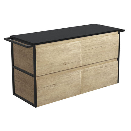Fienza Amato Scandi Oak 1200 Wall Hung Cabinet, Solid Drawers, Bevelled Edge , Cabinet Only Matte Black Towel Rails