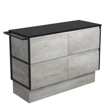 Fienza Amato Industrial 1200 Cabinet on Kickboard, Solid Panels, Bevelled Edge , Cabinet Only 1 Frame & 1 Towel Rail