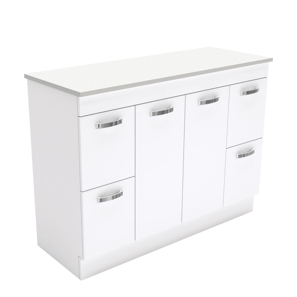 Fienza UniCab Gloss White 1200 Cabinet on Kickboard, Solid Doors , Cabinet Only