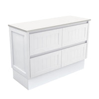 Fienza Hampton Satin White 1200 Cabinet on Kickboard, 2 Solid Drawers , Cabinet Only