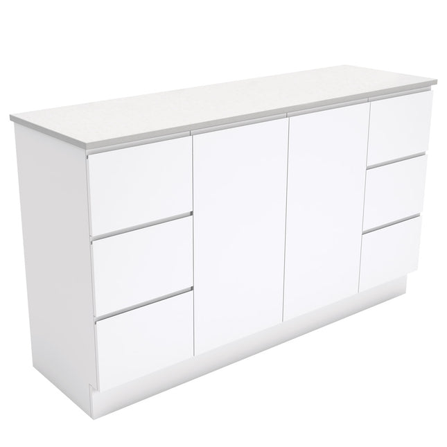 Fienza Fingerpull Gloss White 1500 Cabinet on Kickboard, Solid Doors , Cabinet Only Cabinet Only